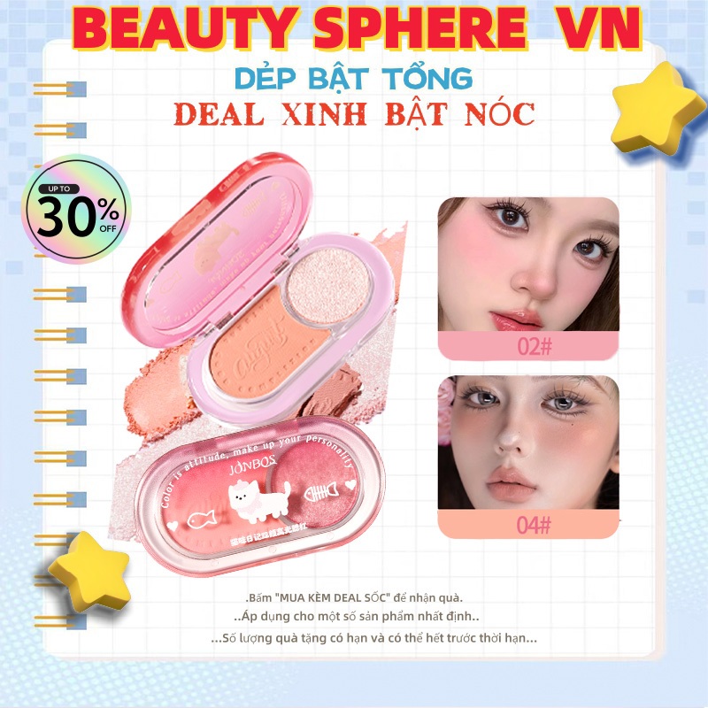 JONBOS Blush Eye Shadow: má hồng 2in1 Blush và Eye Shadow Nature Eye Shadow