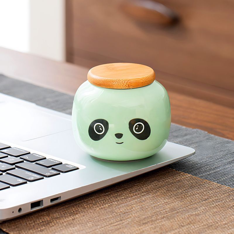 ✨Đầy Màu Sắc Gấu Trúc Gốm Trà Caddy Chống Ẩm Kín Nhà Bếp Bảo Quản Thực Phẩm Matcha Bột Bể Bảo Quản Dễ Thương Để Bàn Trang Trí