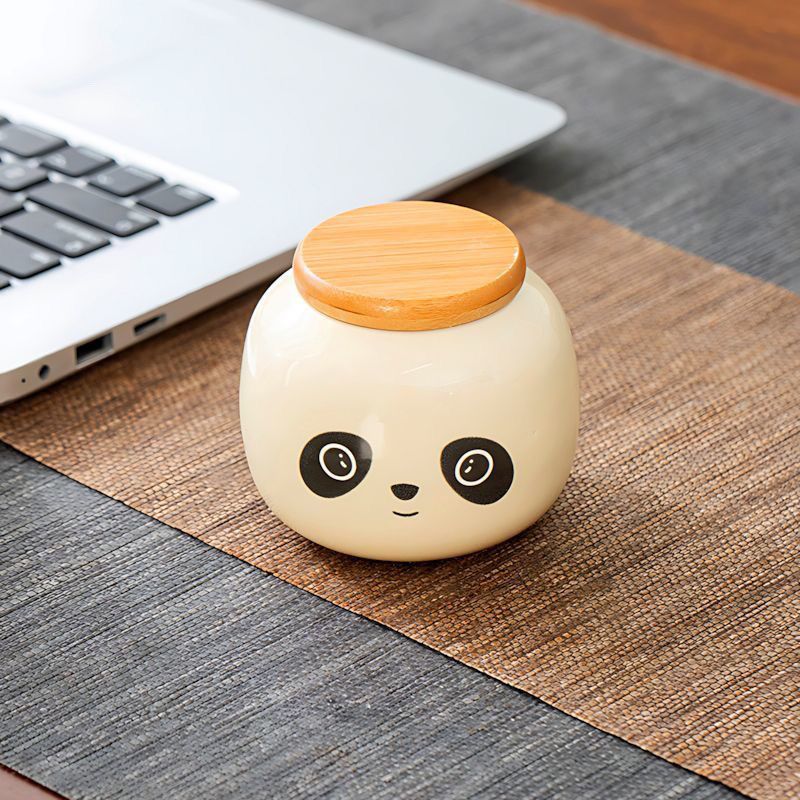 ✨Đầy Màu Sắc Gấu Trúc Gốm Trà Caddy Chống Ẩm Kín Nhà Bếp Bảo Quản Thực Phẩm Matcha Bột Bể Bảo Quản Dễ Thương Để Bàn Trang Trí