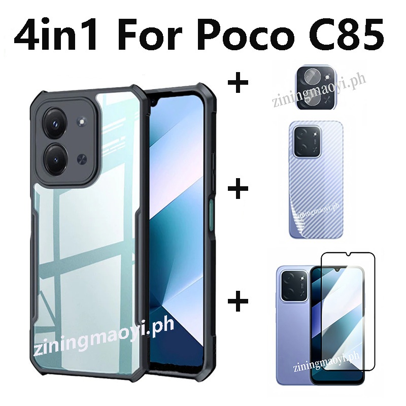 Ốp điện thoại chống sốc 4in1 Xiaomi Poco C85 cho Poco C75 C71 C61 C65 Phim riêng tư và phim ống kính và phim mặt sau