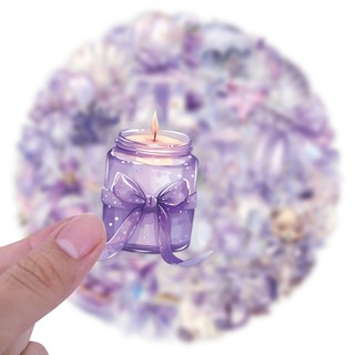 63 Chiếc Dễ Thương Cô Gái Tím Miếng Dán Graffiti Trang Trí Điện Thoại Di Động Chống Thấm Nước PET Dán Đồ Chơi Trẻ Em