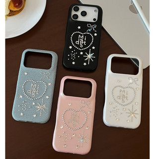 Kim Cương Hàn Quốc Đinh Tán Ngôi Sao Trái Tim Tình Yêu Da PU Ốp Lưng Điện Thoại iPhone 17 17Pro 17Promax 13 14 15 16 Pro Max Chống Sốc Ngọt Ngào Nữ Tính Vỏ Di Động
