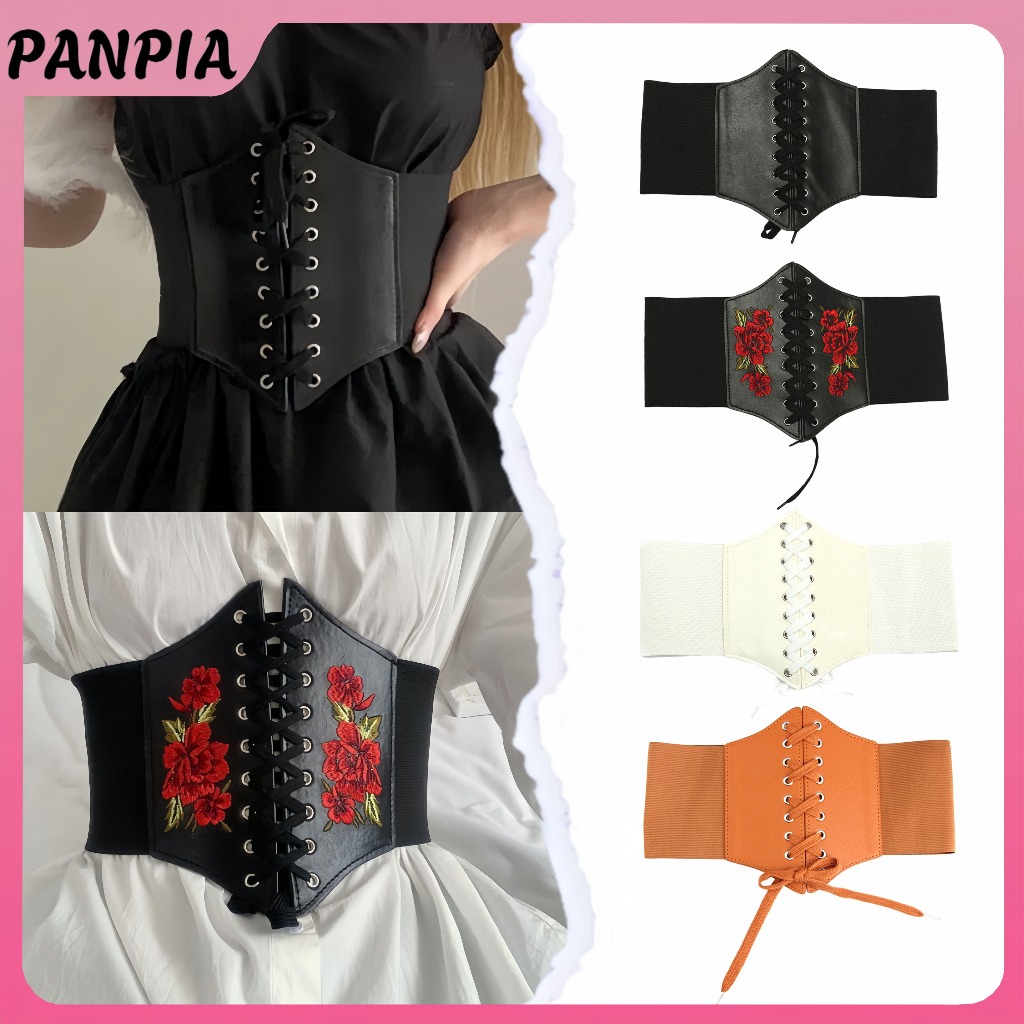 PANPIA-Nữ Da Gợi Cảm Co Giãn Dây Rộng Thắt Lưng Waspie Corset Cinch Underbust