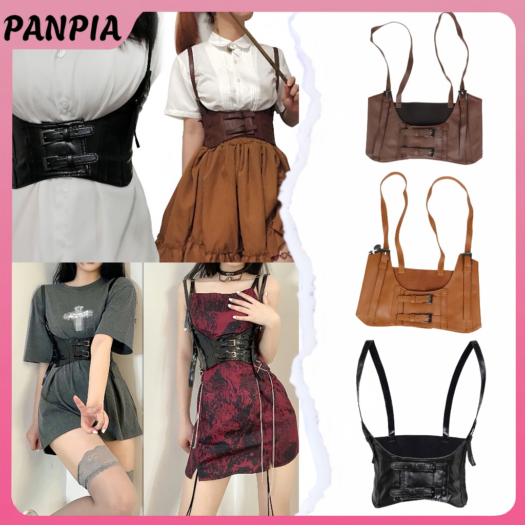 PANPIA-Nữ Da Gợi Cảm Co Giãn Dây Rộng Thắt Lưng Waspie Corset Cinch Underbust