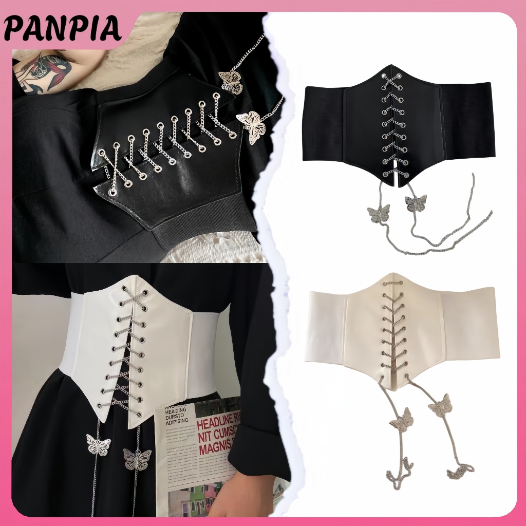 PANPIA-Nữ Da Gợi Cảm Co Giãn Dây Rộng Thắt Lưng Waspie Corset Cinch Underbust