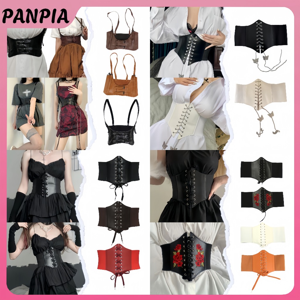 PANPIA-Nữ Da Gợi Cảm Co Giãn Dây Rộng Thắt Lưng Waspie Corset Cinch Underbust