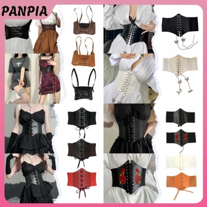PANPIA-Nữ Da Gợi Cảm Co Giãn Dây Rộng Thắt Lưng Waspie Corset Cinch Underbust