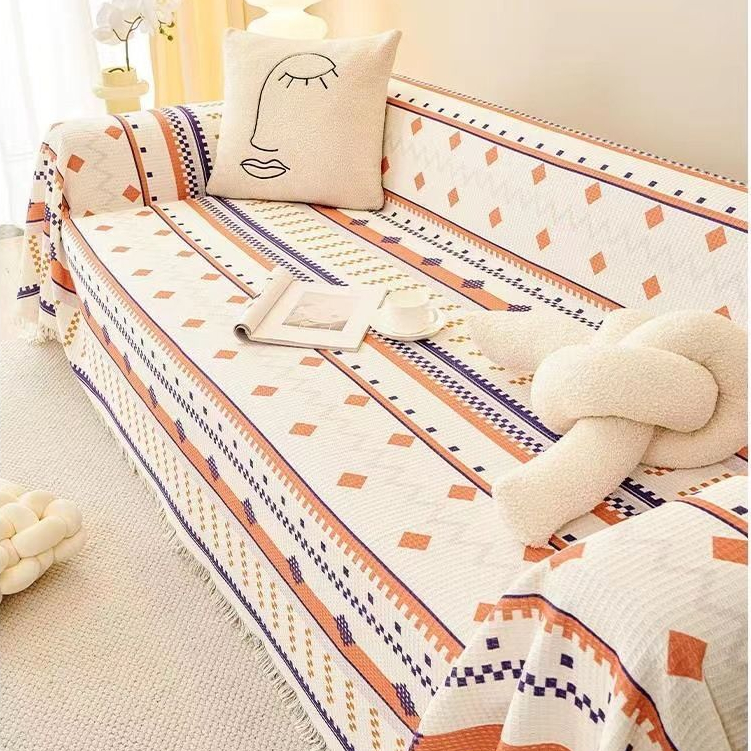 Vỏ bọc ghế sofa bằng vải Bohemian, Chăn sofa một mảnh có thể điều chỉnh có thể đảo ngược hiện đại, Chống trầy xước bốn mùa đa năng, Bảo vệ đồ nội thất cho thú cưng
