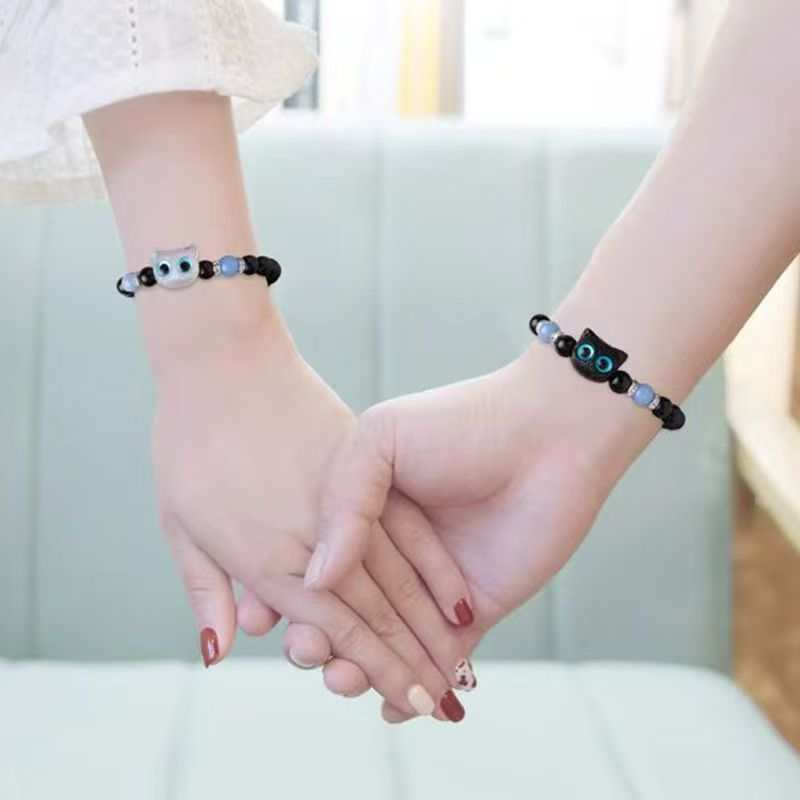 Vòng tay phát sáng đính cườm hình mèo - Quà tặng thời trang Hàn Quốc