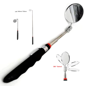 🪞FANIELLAPOWELL Gương tròn, Gương kiểm tra kính thiên văn mở rộng màu đen 24-73cm, Đầu xoay kính thiên văn bằng thép không gỉ 360° Cơ khí gương kiểm tra