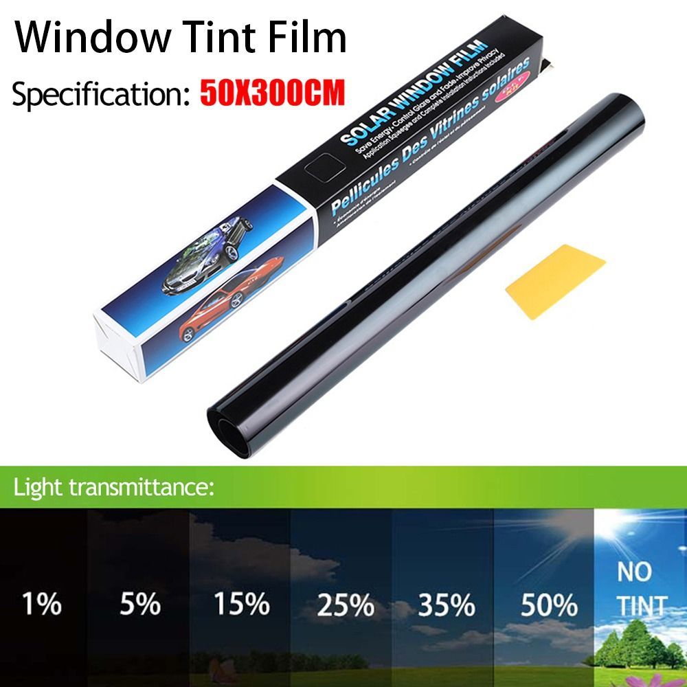 Faniellapowell 1 Cuộn 50x3m Phim Tint Cửa Sổ, Chống Tia UV Năng Lượng Mặt Trời Nhiệt Khối UV Lá Xe Ô Tô, VLT Bền 1% -50% Đen Bóng Nắng Kính Dán Kính Chắn Gió