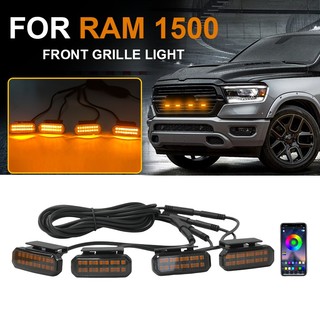 Đèn LED Lưới Tản Nhiệt Trước CHO RAM 1500 Đèn Chạy Ban Ngày Bánh Xe Lông Mày Đèn 12V Trung Tâm Ô Tô Lưới Nhỏ Màu Vàng