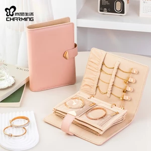 CASEGRACE Hộp Trang Sức Trong Suốt Túi Vòng Cổ Chất Kết Dính Lưu Trữ Sách Nhung Di Động Có Dây Kéo Sang Trọng Da PU Trang Sức Vòng Cổ Bông Tai Organzier