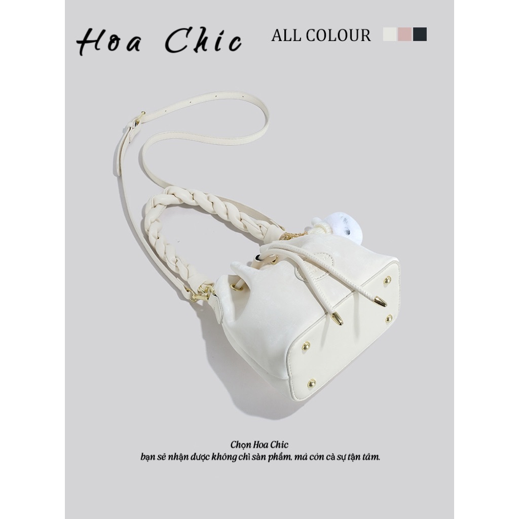 Túi Xô Nữ Cao Cấp Da PU Bóng Mềm Chống Nước Thiết Kế Quai Xoắn Dây Chuỗi Thanh Lịch Hàn Quốc