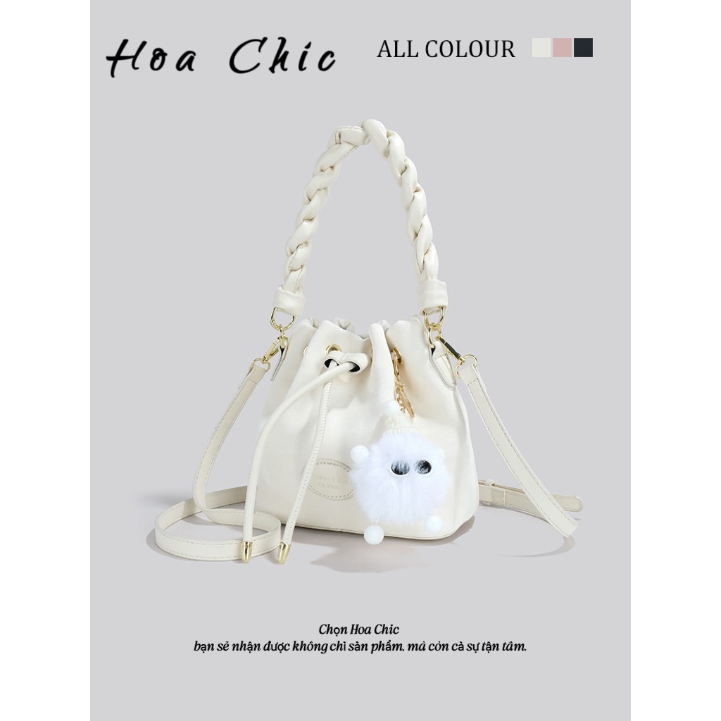Túi Xô Nữ Cao Cấp Da PU Bóng Mềm Chống Nước Thiết Kế Quai Xoắn Dây Chuỗi Thanh Lịch Hàn Quốc