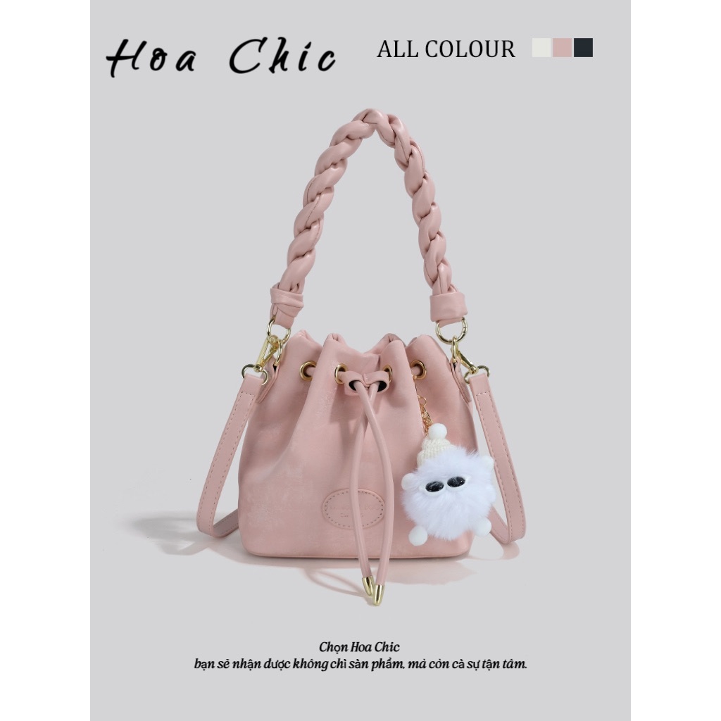 Túi Xô Nữ Cao Cấp Da PU Bóng Mềm Chống Nước Thiết Kế Quai Xoắn Dây Chuỗi Thanh Lịch Hàn Quốc