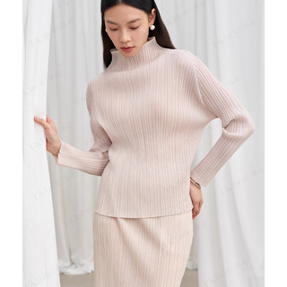 Miyake Xếp Ly Mùa Thu Phong Cách Mới Màu Trơn Cổ Đứng Đơn Giản Tất Cả Trận Đấu Top Counter Cùng Phong Cách Cơ Bản Thường Ngày Mỏng Hơn Nhìn T