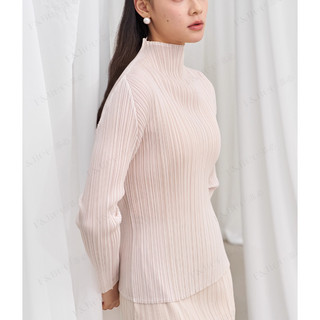 Miyake Xếp Ly Mùa Thu Phong Cách Mới Màu Trơn Cổ Đứng Đơn Giản Tất Cả Trận Đấu Top Counter Cùng Phong Cách Cơ Bản Thường Ngày Mỏng Hơn Nhìn T