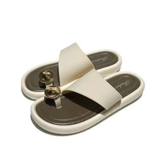 Giày Sandal Đế Bằng Pháp Dép Retro Dép Nữ Xuân Hè Mặc Ngoài 2024 Phong Cách Mới Dép Đi Biển Chống Trơn Trượt