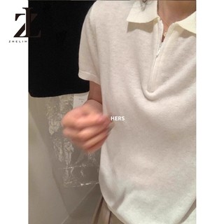 ZHELIHANGFEI Mùa hè phong cách Hàn Quốc khí chất đơn giản tôn dáng đi làm dễ phối cổ POLO dệt kim Ngắn Tay Nữ