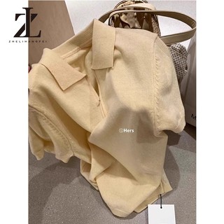 ZHELIHANGFEI Mùa hè phong cách Hàn Quốc khí chất đơn giản tôn dáng đi làm dễ phối cổ POLO dệt kim Ngắn Tay Nữ