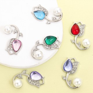 10 chiếc 8 màu Thủy tinh khảm hoa Tulip quyến rũ với kim cương giả & ngọc trai, Mặt dây chuyền hoa tinh tế cho vòng cổ DIY Bông tai Vòng tay Trâm cài - Quà tặng lý tưởng cho phụ nữ trong các lễ hội đặc biệt