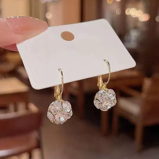 Bông tai cao cấp màu tím retro với kim cương thật, vẻ đẹp tươi sáng và sang trọng