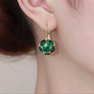 Bông tai cao cấp màu tím retro với kim cương thật, vẻ đẹp tươi sáng và sang trọng
