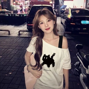 Áo thun ngắn tay in hình mèo dễ thương cho nữ - Thiết kế rộng rãi thoải mái