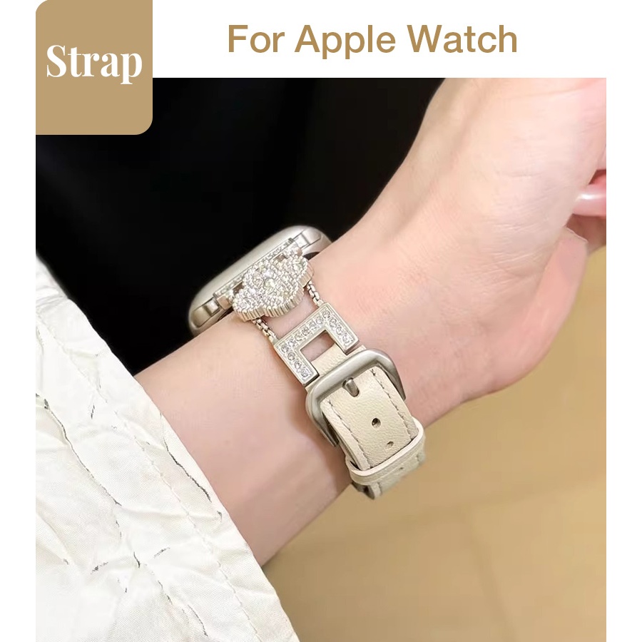 Nữ Starburst Và Da Trơn Da Thật Da Kim Loại Dây Da Cho Apple Watch S11 SE3 Ultra3 S10 S9 S8 SE S7 S6 Ultra 49mm 46mm 40mm 44mm 41mm 45mm Iwatch Band