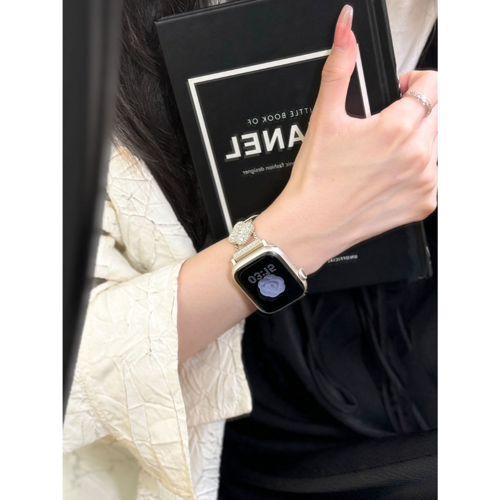 Nữ Starburst Và Da Trơn Da Thật Da Kim Loại Dây Da Cho Apple Watch S11 SE3 Ultra3 S10 S9 S8 SE S7 S6 Ultra 49mm 46mm 40mm 44mm 41mm 45mm Iwatch Band