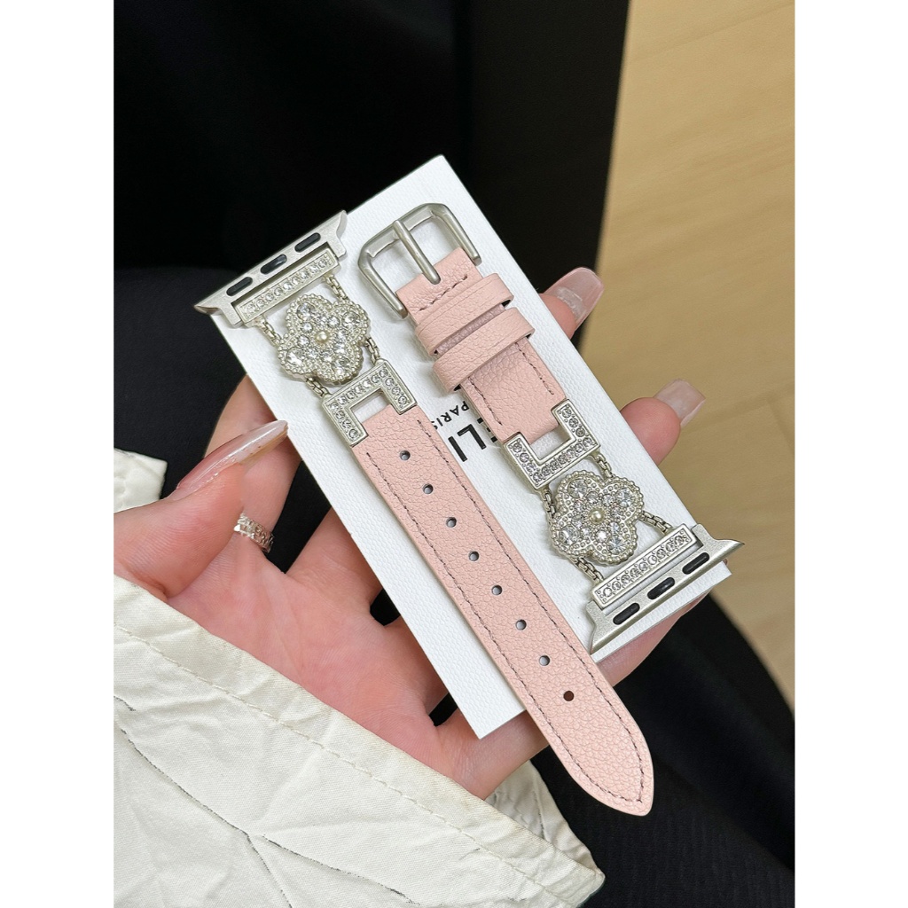 Nữ Starburst Và Da Trơn Da Thật Da Kim Loại Dây Da Cho Apple Watch S11 SE3 Ultra3 S10 S9 S8 SE S7 S6 Ultra 49mm 46mm 40mm 44mm 41mm 45mm Iwatch Band