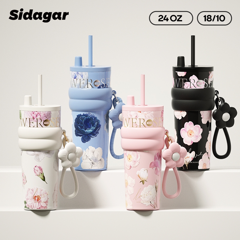 Sidagar 710ml Đồ gốm bên trong Chai nước nóng Được đi kèm ống hút, có thể dùng ngay lập tức | BigBuy360 - bigbuy360.vn