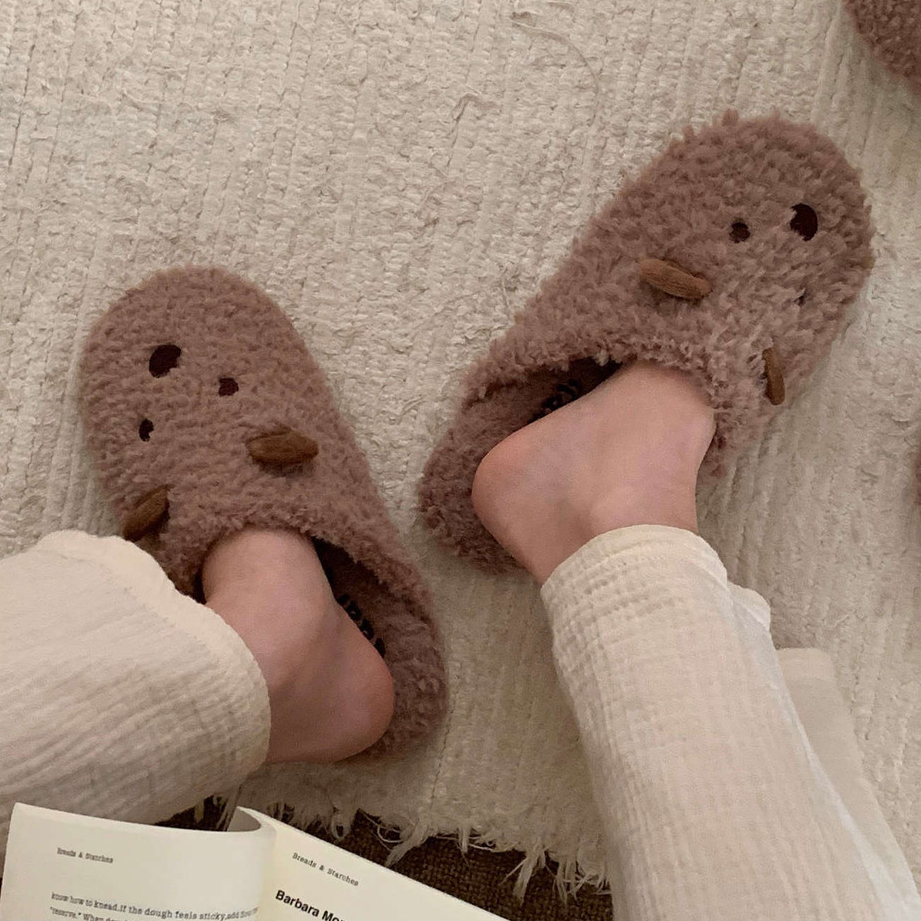 XIXITIAO Dép Cotton Dễ Thương Chó Con Nam Nữ Ấm Áp Thoải Mái Mùa Đông Nhà
