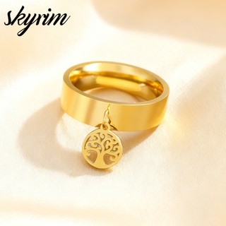 Skyrim Nam Nữ Nhẫn Titan Thép Không Gỉ Cây Sống Mặt Dây Chuyền Trang Sức Thời Trang Thanh Lịch