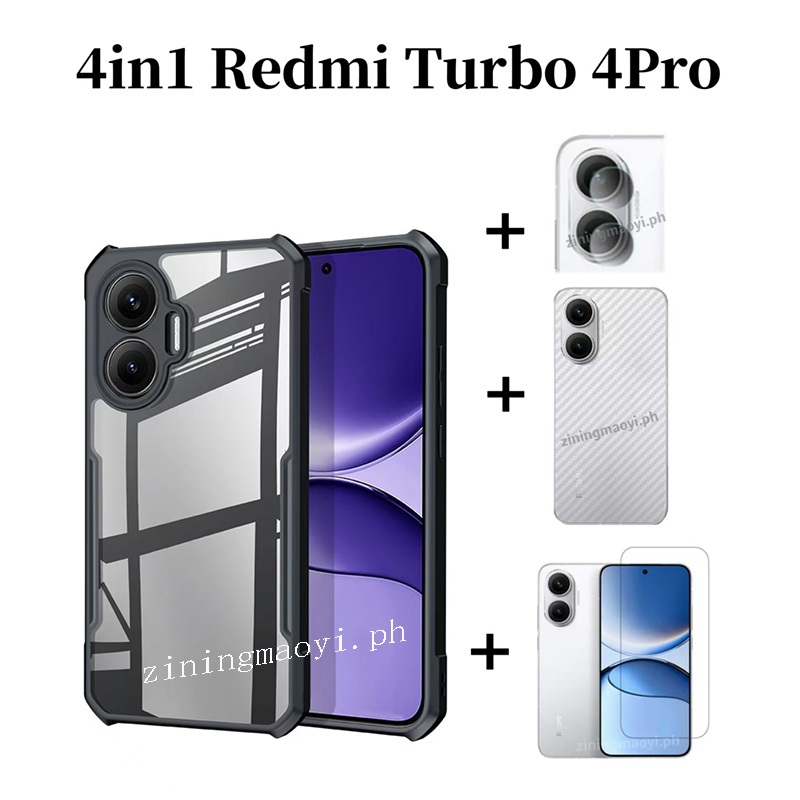 Ốp Điện Thoại Chống Sốc 4in1 Redmi Turbo 4 Pro Cho Xiaomi Poco F7 C71 C75 C61 Kính Cường Lực Phim Và Phim Ống Kính Và Mặt Sau