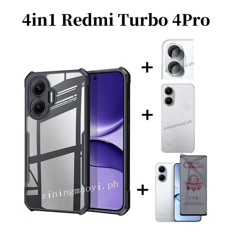 Ốp Điện Thoại Chống Sốc 4in1 Redmi Turbo 4 Pro Cho Xiaomi Poco F7 C71 C75 C61 Kính Cường Lực Phim Và Phim Ống Kính Và Mặt Sau