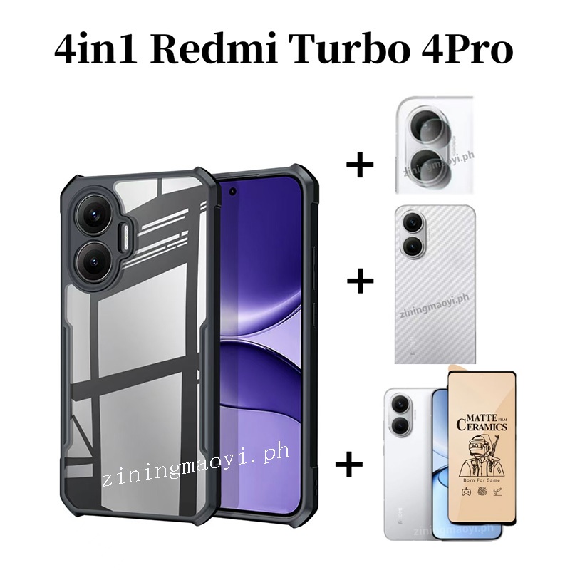 Ốp Điện Thoại Chống Sốc 4in1 Redmi Turbo 4 Pro Cho Xiaomi Poco F7 C71 C75 C61 Kính Cường Lực Phim Và Phim Ống Kính Và Mặt Sau