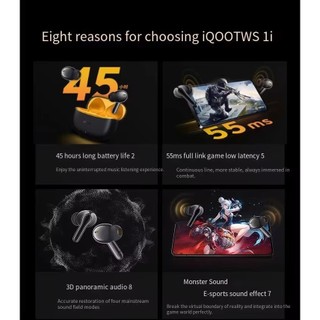 VIVO iQOOTWS 1i Tai nghe chống ồn không dây thực sự Bluetooth 5.3 Tuổi thọ pin dài 45 giờ