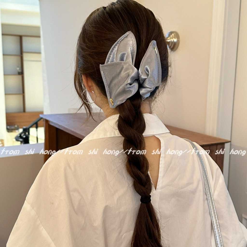 Thời trang Hàn Quốc - Kẹp tóc satin vỏ tam giác thanh lịch cho nữ