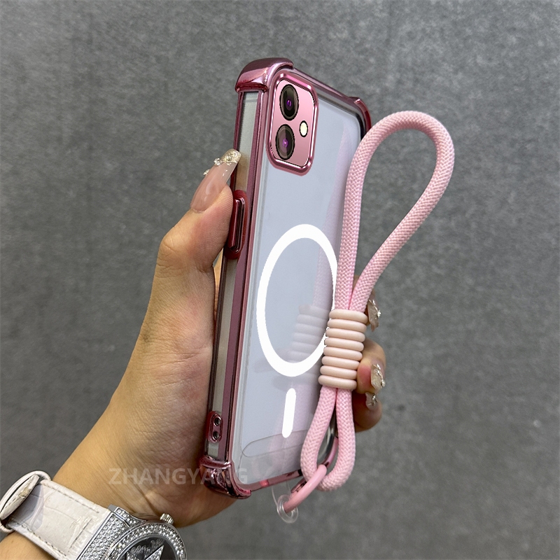 Ốp Lưng Dành Cho Samsung A06 A07 Mạ Điện Chống Rơi Vỏ Điện Thoại Thẩm Mỹ Mới Vòng Hút Từ Tính Thiết Kế Mới Vỏ Mềm Miễn Phí Dây