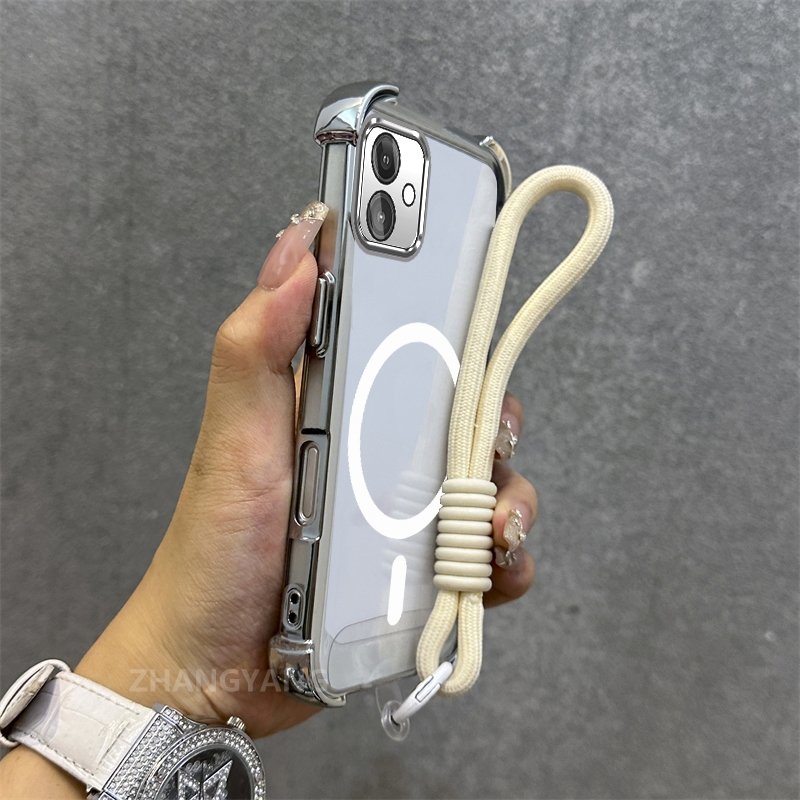 Ốp Lưng Dành Cho Samsung A06 A07 Mạ Điện Chống Rơi Vỏ Điện Thoại Thẩm Mỹ Mới Vòng Hút Từ Tính Thiết Kế Mới Vỏ Mềm Miễn Phí Dây