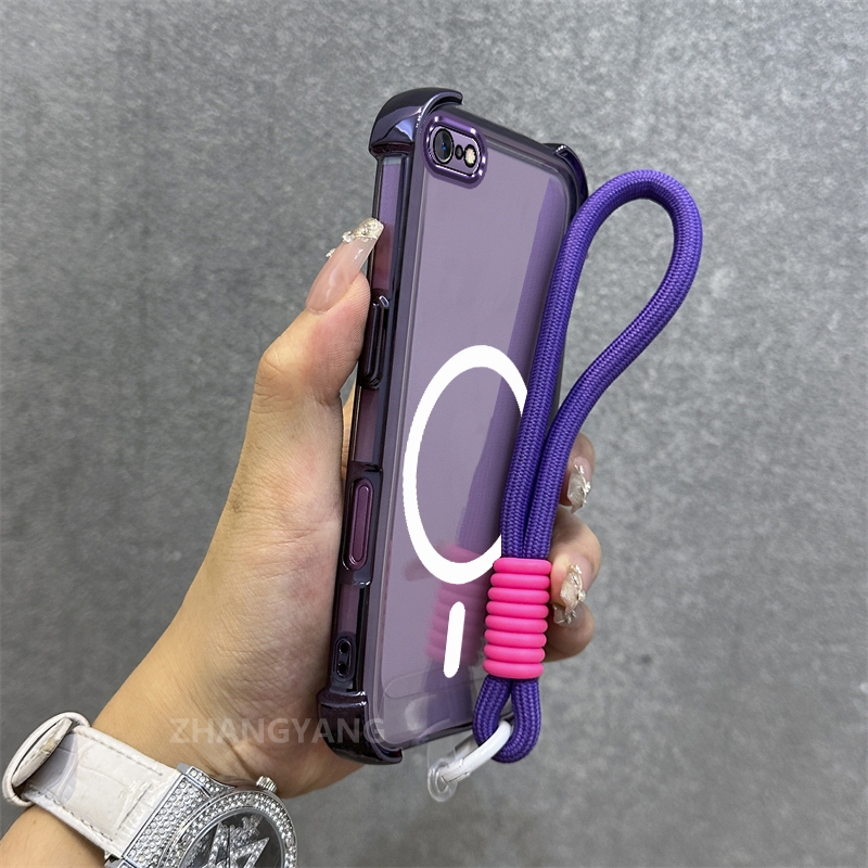 Ốp Lưng Cho iPhone 6 Plus iPhone 6s Plus Mạ Điện Chống Rơi Vỏ Điện Thoại Thẩm Mỹ Mới Vòng Hút Từ Tính Thiết Kế Mới Vỏ Mềm Miễn Phí Dây