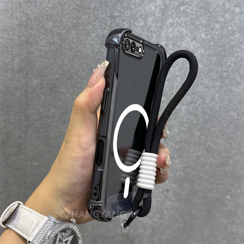 Ốp Lưng Cho iPhone 7 Plus iPhone 8 Plus Mạ Điện Chống Rơi Vỏ Điện Thoại Thẩm Mỹ Mới Vòng Hút Từ Tính Thiết Kế Mới Vỏ Mềm Miễn Phí Dây