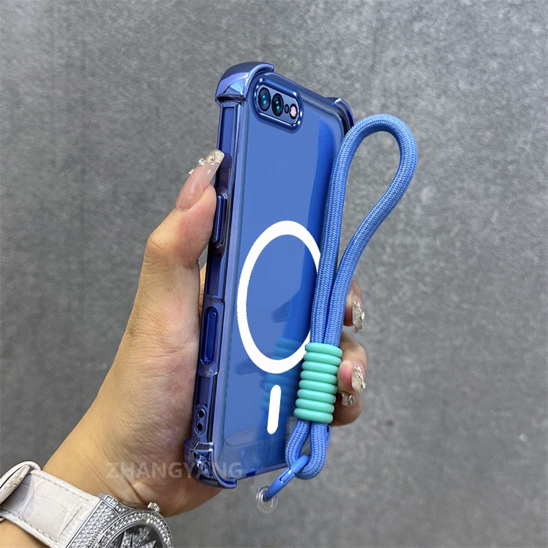 Ốp Lưng Cho iPhone 7 Plus iPhone 8 Plus Mạ Điện Chống Rơi Vỏ Điện Thoại Thẩm Mỹ Mới Vòng Hút Từ Tính Thiết Kế Mới Vỏ Mềm Miễn Phí Dây