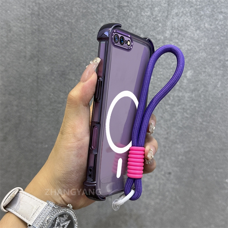 Ốp Lưng Cho iPhone 7 Plus iPhone 8 Plus Mạ Điện Chống Rơi Vỏ Điện Thoại Thẩm Mỹ Mới Vòng Hút Từ Tính Thiết Kế Mới Vỏ Mềm Miễn Phí Dây