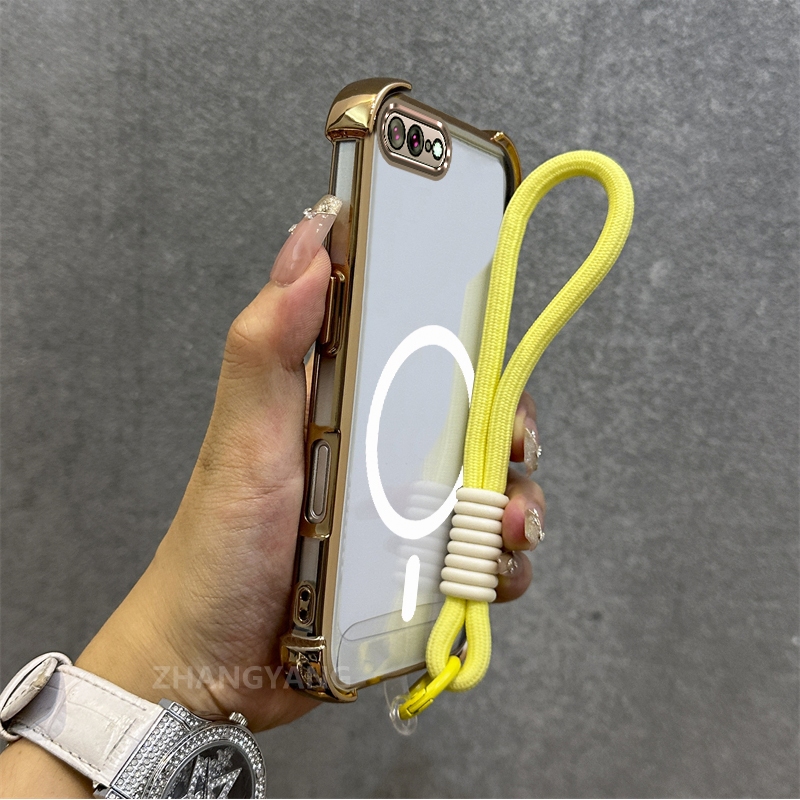 Ốp Lưng Cho iPhone 7 Plus iPhone 8 Plus Mạ Điện Chống Rơi Vỏ Điện Thoại Thẩm Mỹ Mới Vòng Hút Từ Tính Thiết Kế Mới Vỏ Mềm Miễn Phí Dây