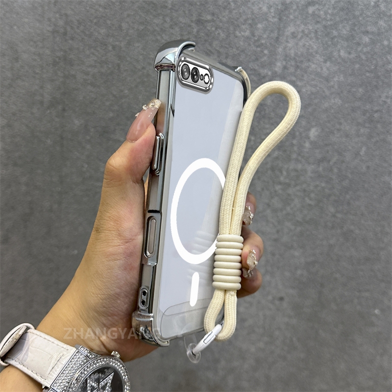 Ốp Lưng Cho iPhone 7 Plus iPhone 8 Plus Mạ Điện Chống Rơi Vỏ Điện Thoại Thẩm Mỹ Mới Vòng Hút Từ Tính Thiết Kế Mới Vỏ Mềm Miễn Phí Dây