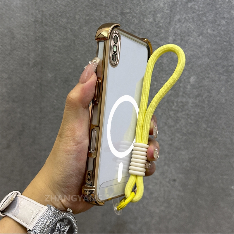 Ốp Lưng Cho iPhone X Xs Xr Xs Max Mạ Điện Chống Rơi Vỏ Điện Thoại Thẩm Mỹ Mới Vòng Hút Từ Tính Thiết Kế Mới Vỏ Mềm Miễn Phí Dây