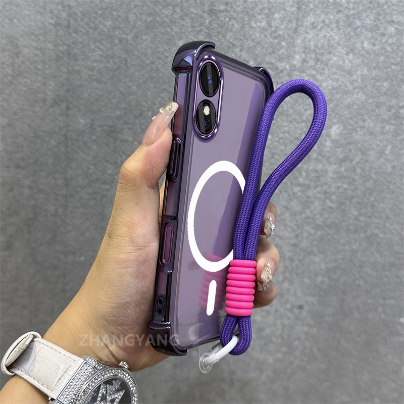 Ốp Lưng Cho OPPO A18 A38 A17 A17K A60 Mạ Điện Chống Rơi Vỏ Điện Thoại Thẩm Mỹ Mới Vòng Hút Từ Tính Thiết Kế Mới Vỏ Mềm Miễn Phí Dây